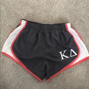 Kappa Delta grey and coral running shorts